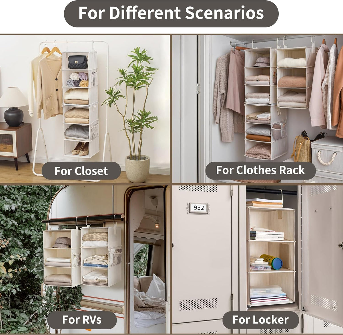StorageWorks 6-Shelf Jumbo Closet Organizers, Two 3-Shelf Separable Hanging Shelves for Closet, 13"