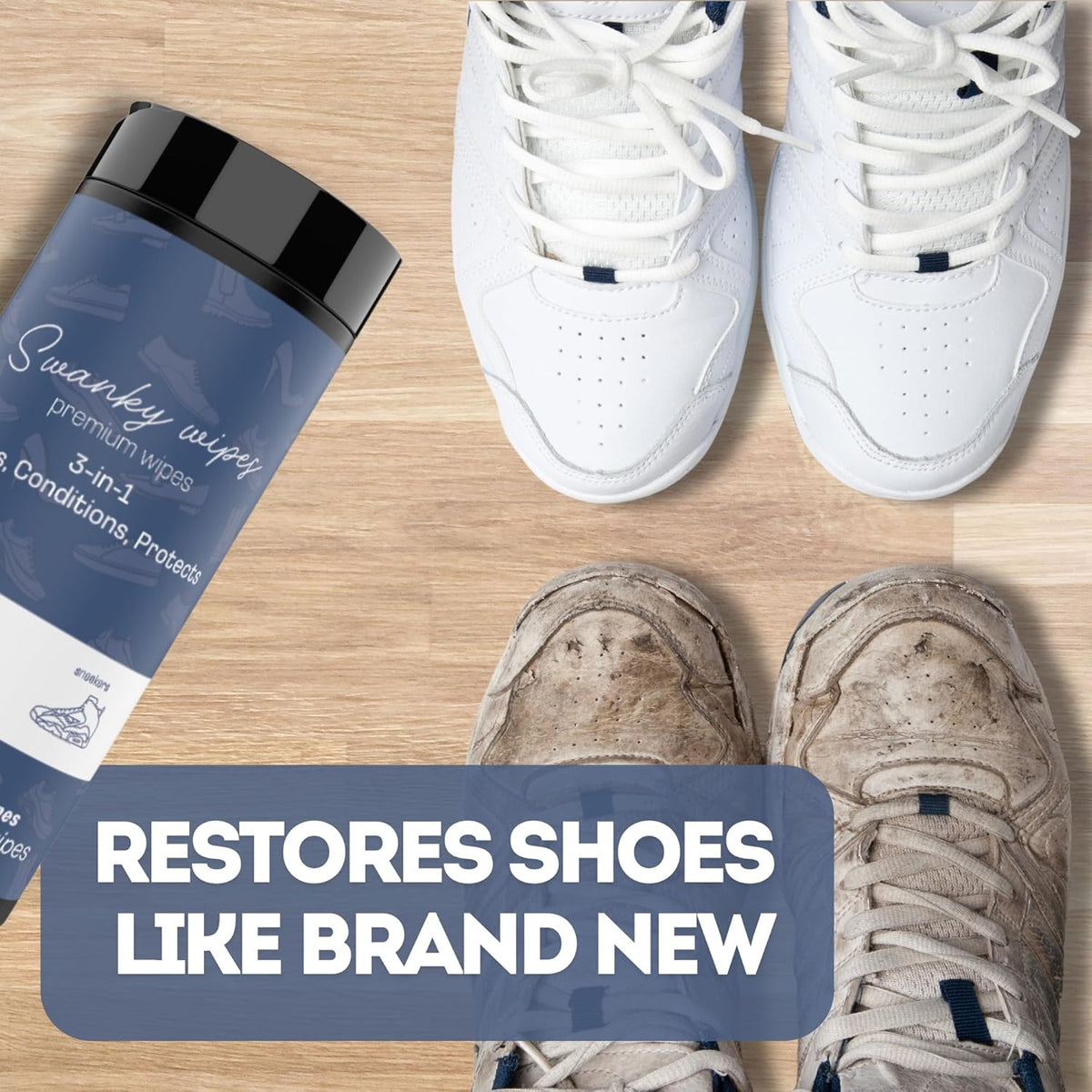 Swanky Shoe Cleaner Wipes - Leather and Sneaker Cleaner, Removes Dirt, Grime and Stains, Quick &