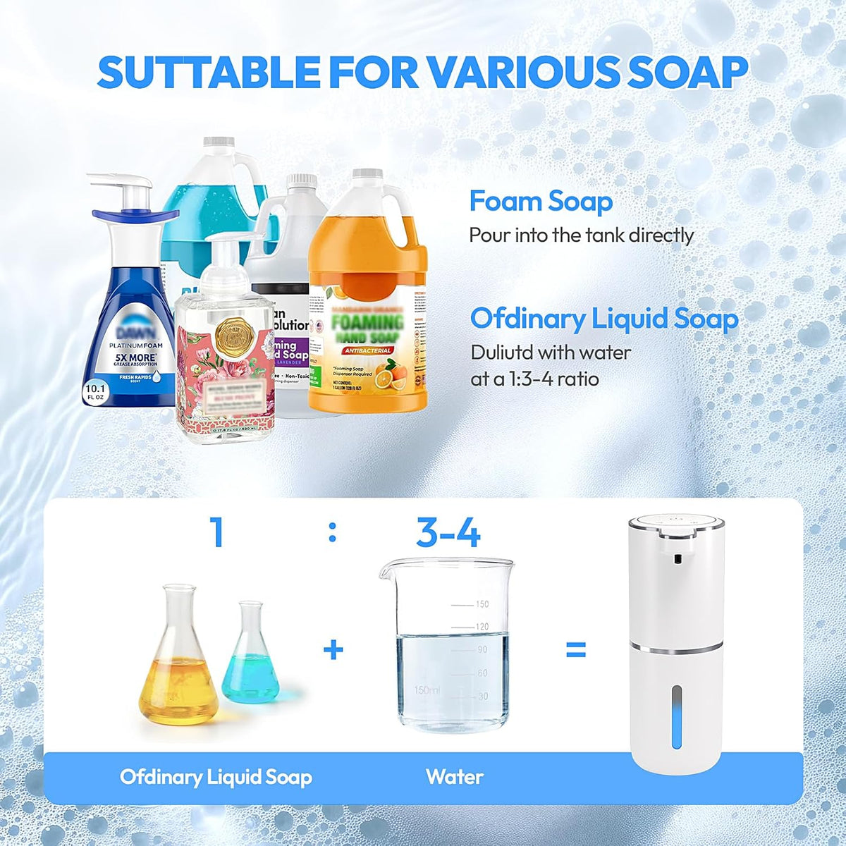 2 Pack Automatic Foaming Soap Dispenser,Touchless Foam Soap Dispenser,12.8oz Rechargeabled Wall