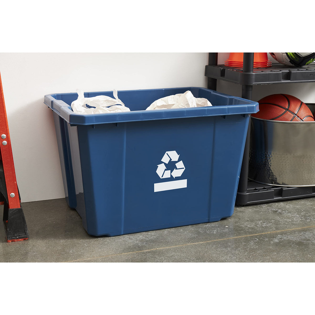 Gracious Living Recycling Bin Container, Plastic Trash Can, 17 Gallon