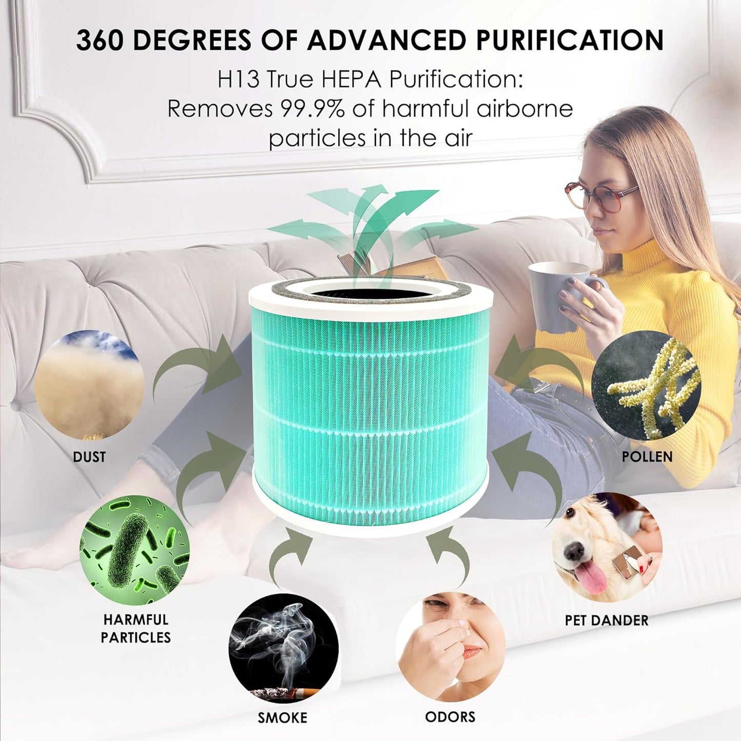 Flintar Core 300 Toxin Absorber Replacement Filters, Made in TAIWAN, Compatible with LEVOIT Core