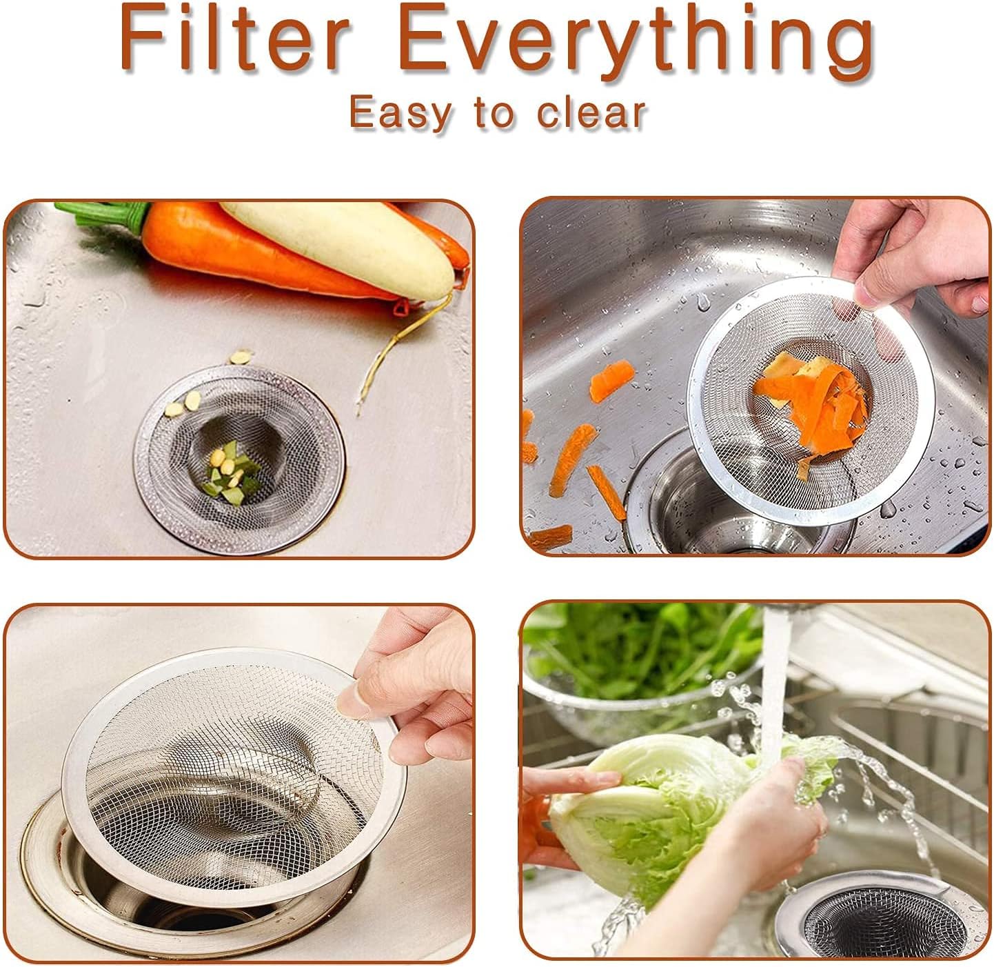 Heavy Duty Stainless Steel Slop Basket Filter Trap Mesh Metal Sink Strainer Perfect for Kitchen