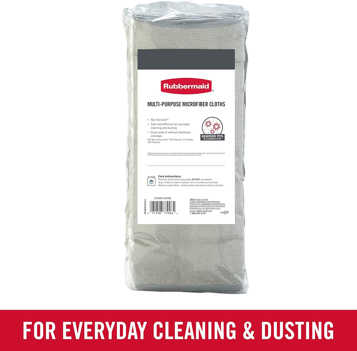 Rubbermaid All Purpose Microfiber Cleaning Cloth Towels, 50 Pack, 12"x12", Non-Scratch