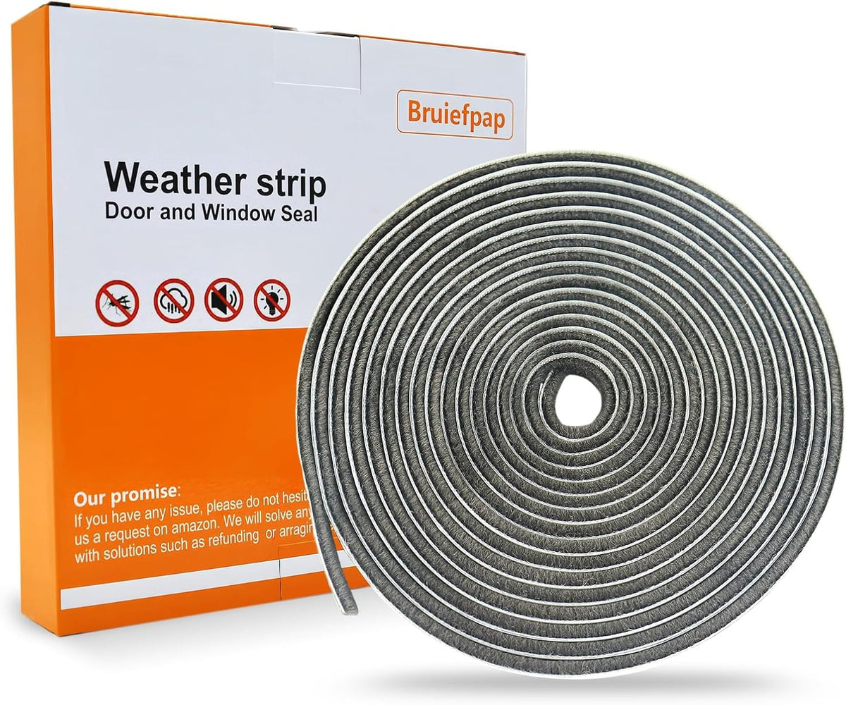 69FT Brush Weather Stripping, Neat Pile Self Adhesive Seal Strip for Windows and Door, Weatherstrip