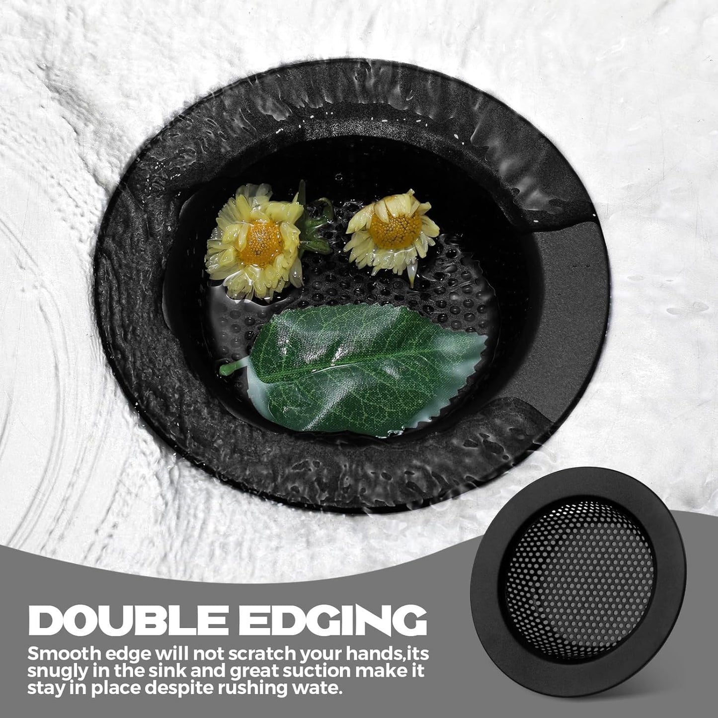 Retisee 2 Pcs Sink Strainer Stainless Steel Kitchen Sink Drain Strainer Basket Cover Mesh Hair Food