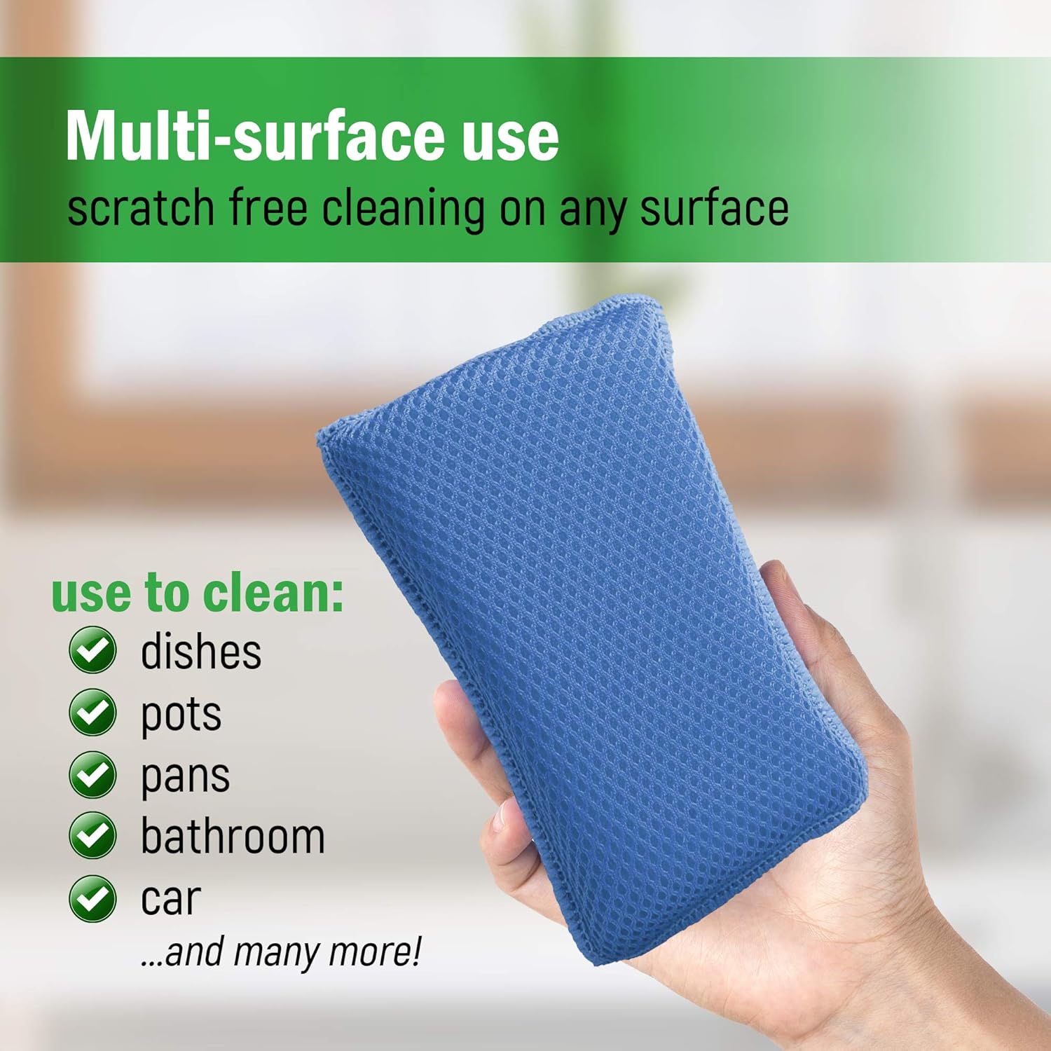 Miracle Microfiber Kitchen Sponge by Scrub-It (6 Pack) - Non-Scratch Heavy Duty Dishwashing
