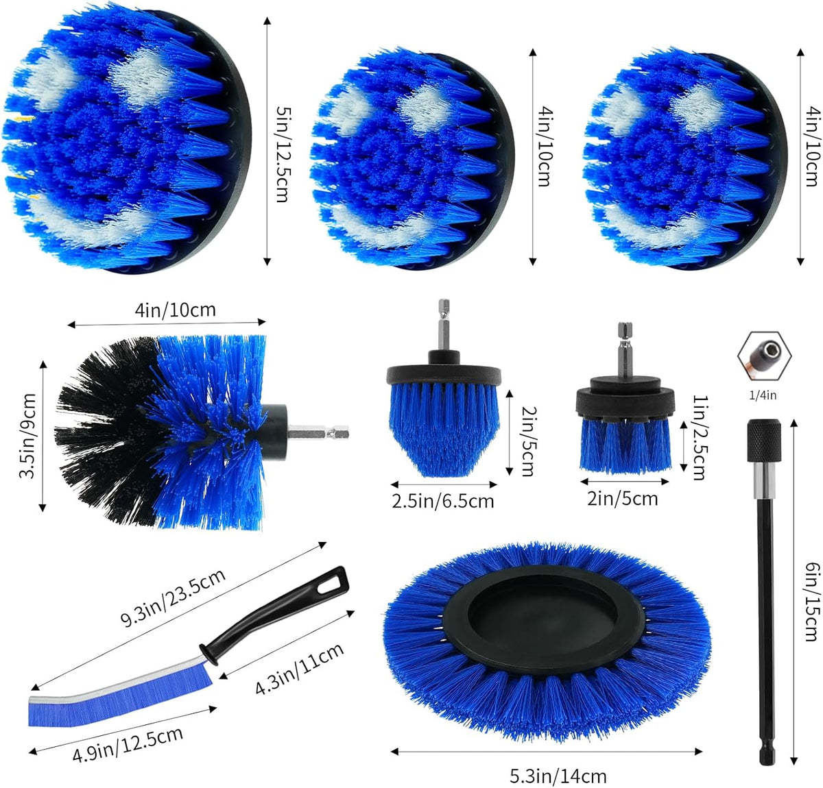 10 Pack Drill Brush Attachment Set, Drill Scrubber Brush Kit, Drill Cleaning Brush, Scrub Brush for