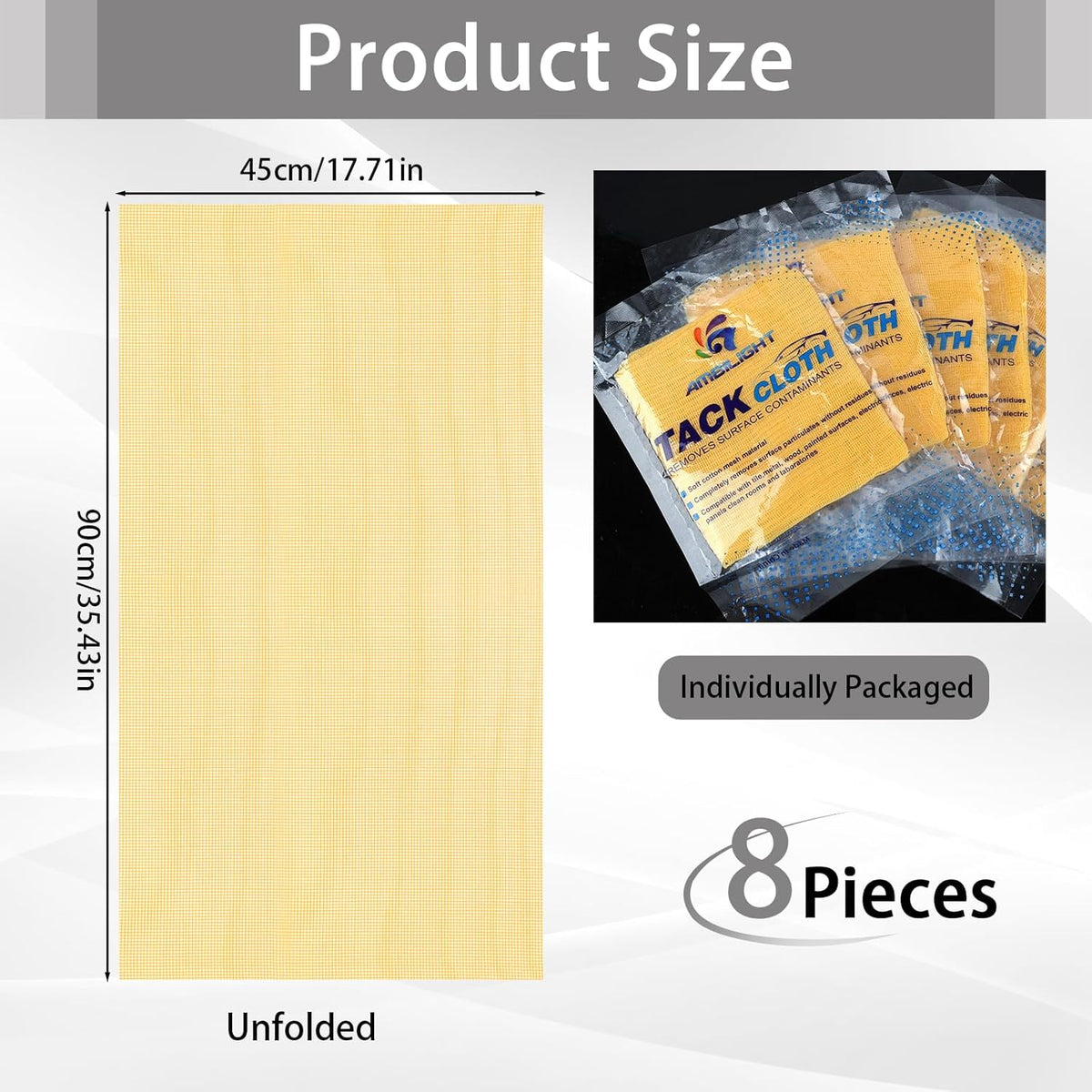8 Pack Tack Cloths, Tack Rags for Woodworking, 17.7 x 35.4 in Tac Cloth Dust Stain Rags for