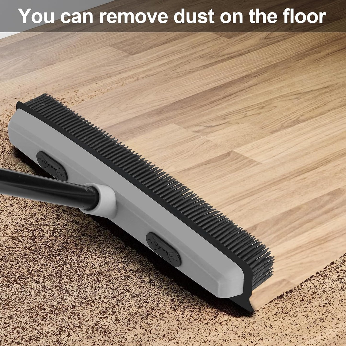 Pet Hair Removal Rubber Broom with Squeegee, Carpet Rake for Pet Hair with 59" Telescoping Long