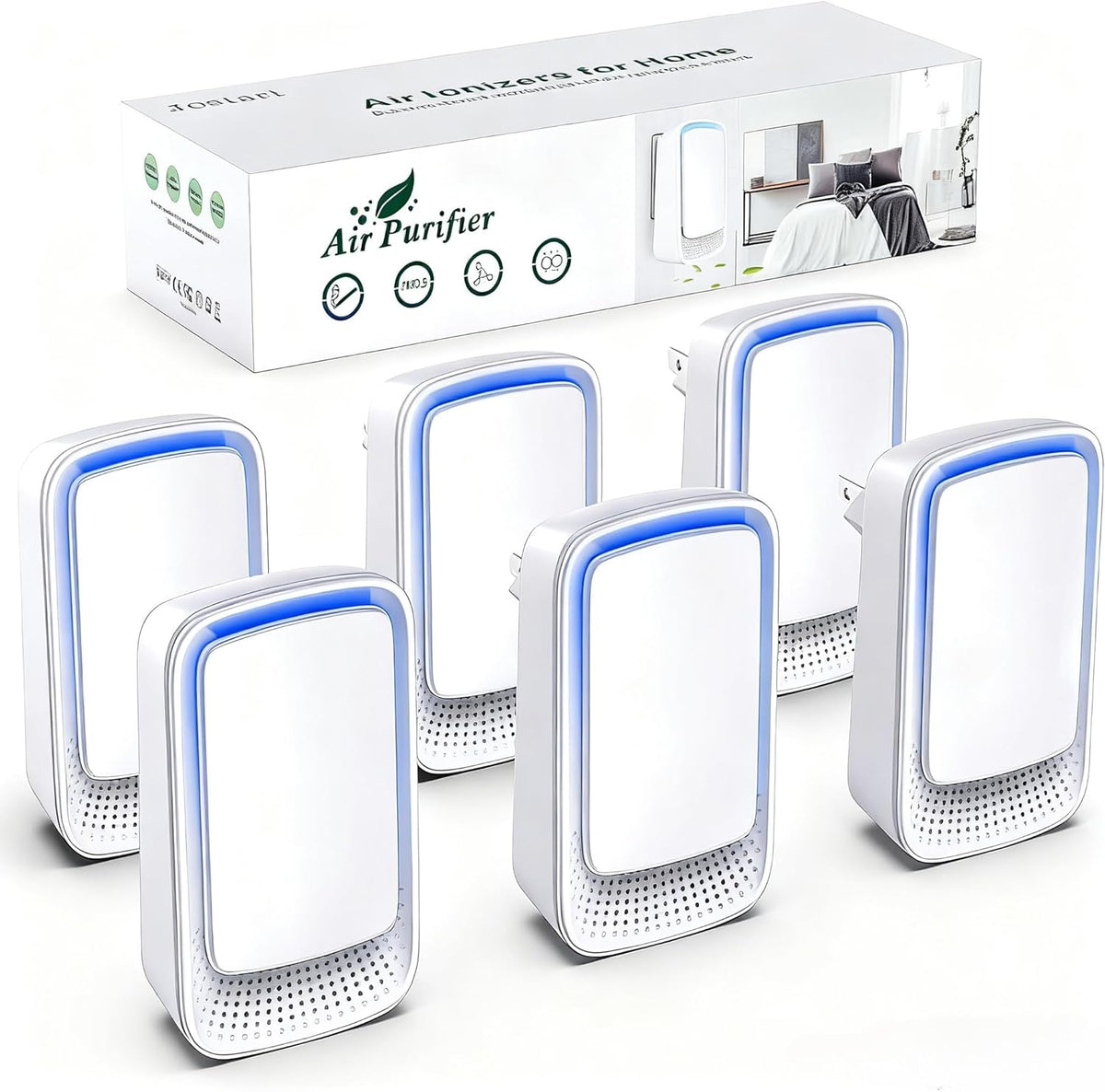 Plug In Air Ionizer Purifier for Home (6 Pack), Negative Ion Generator, Quiet Air Freshener for