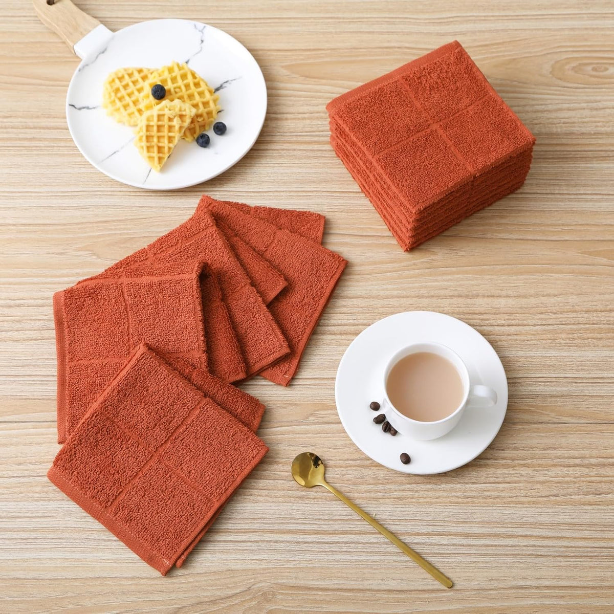 Glynniss Kitchen Dish Cloths Highly Absorbent Dish Rags 100% Cotton Wash Cloths for Washing Dishes