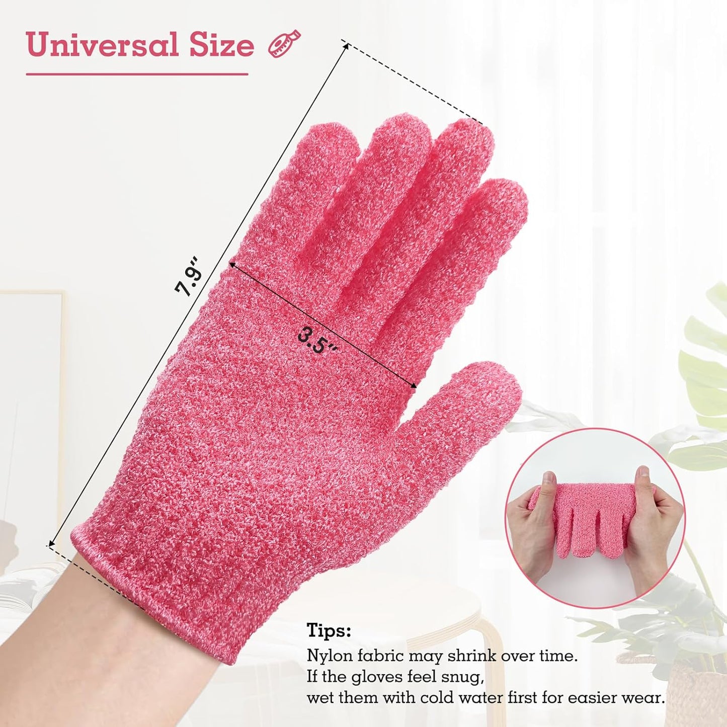 Evridwear Exfoliating Gloves for Shower, 100% Nylon Thick Soft Medium Heavy Bathing Gloves Dead