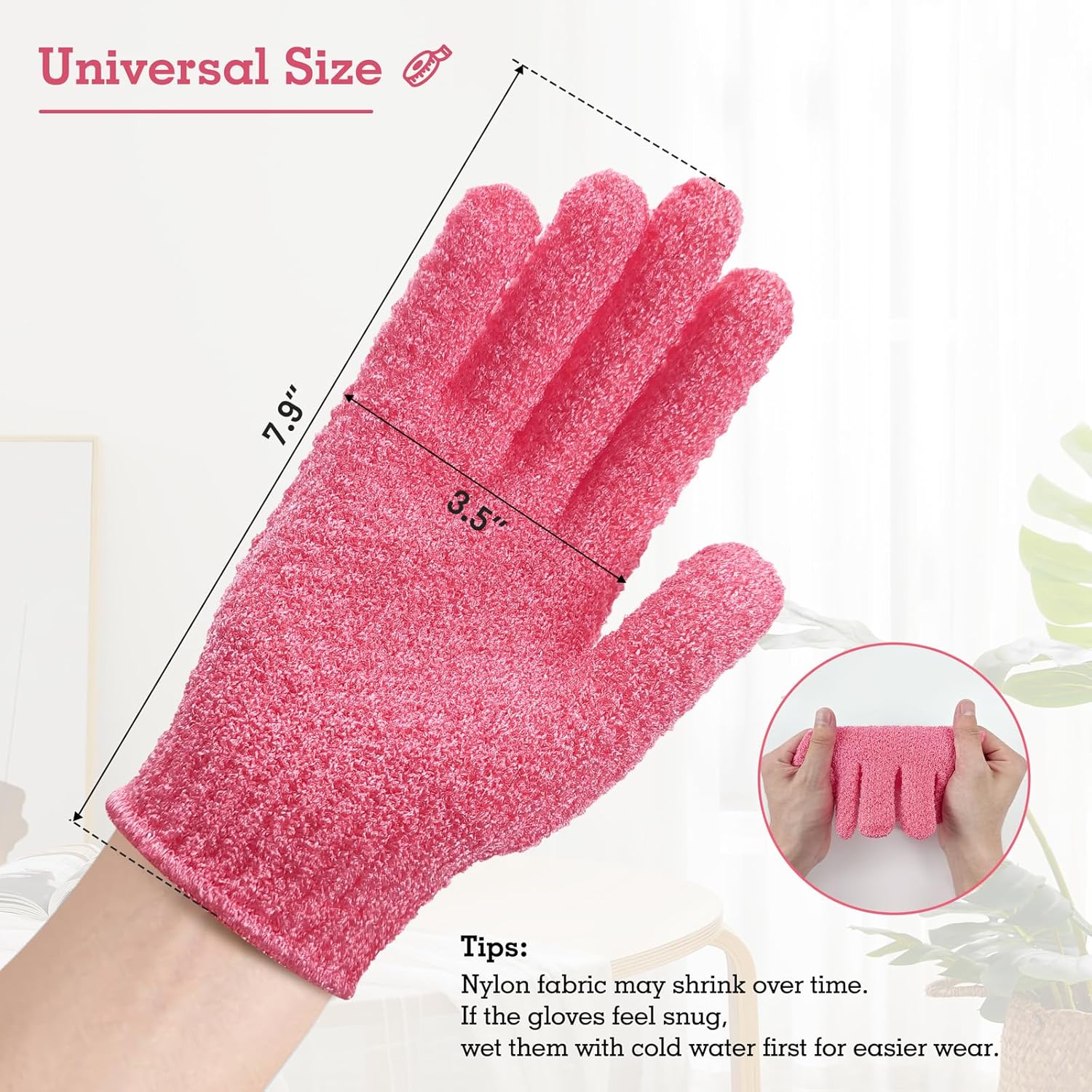 Evridwear Exfoliating Gloves for Shower, 100% Nylon Thick Soft Medium Heavy Bathing Gloves Dead