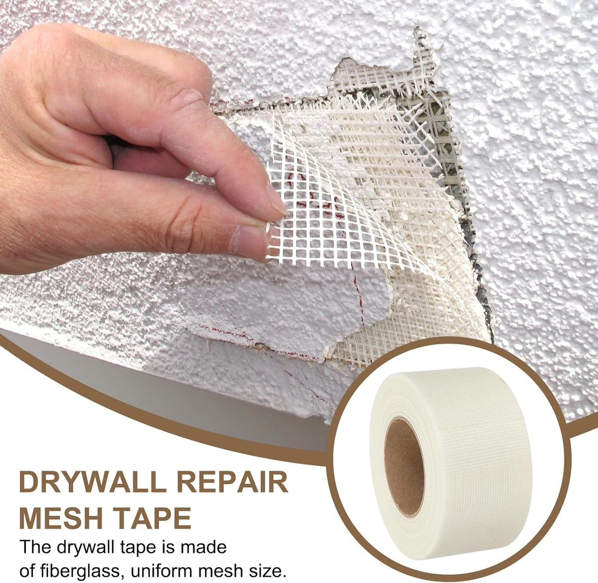 PATIKIL Drywall Repair Mesh Tape, 3 inch x 164 ft Fiberglass Repair Patch Self-Adhesive Dry Wall