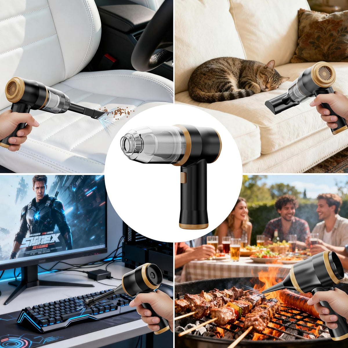 Mini Car Vacuum 15000Pa Portable Cordless Handheld Vacuum Cleaner and Air Duster with 2 Filter for