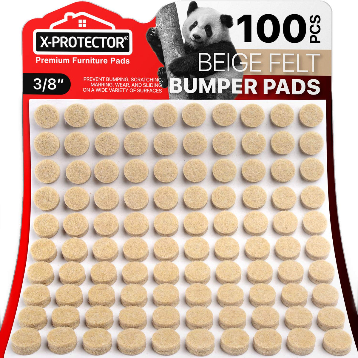 Cabinet Door Bumpers X-Protector 100 PCS – Small Felt Pads 3/8” – Ideal Beige Felt Bumpers