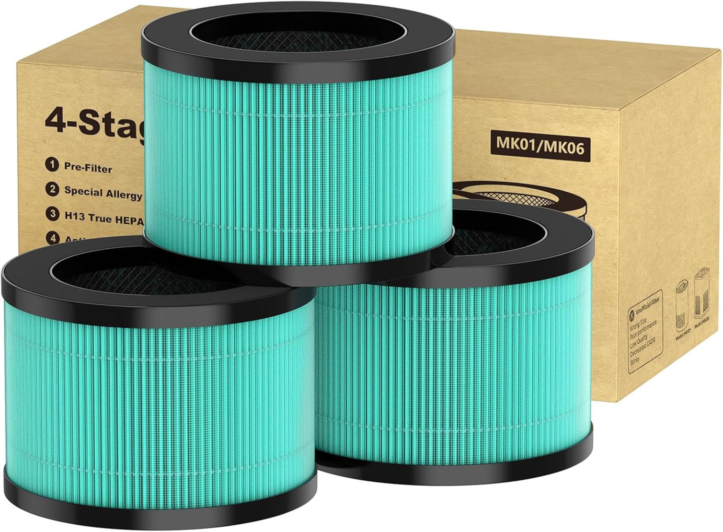 3 Pack MK01 & MK06 Replacement Filter for Aroeve MK01, MK06, ToLife TZ-K1 and Kloudi DH-JH01 Air