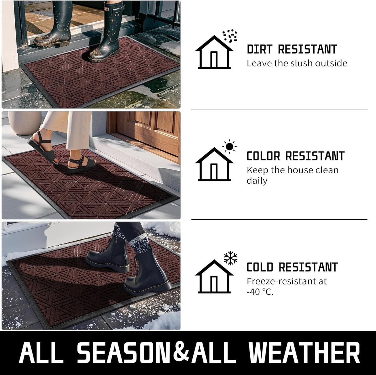 Yimobra Large Door Mat 47x32, All-Weather Waterproof Non-Slip Welcome Matt Outdoor, Heavy Duty Non