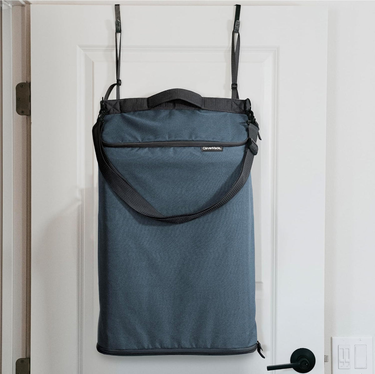 CleverMade Convertible Laundry Hamper Bag - Ocean Dark Charcoal holds 21.5L / 20 lbs 1 Compartment