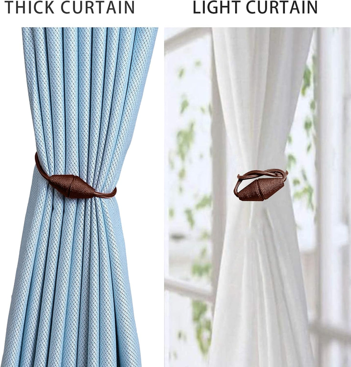 2 PCS Magnetic Curtain Tiebacks, European Style Convenient Drape Tie Backs Holdbacks for Thin or