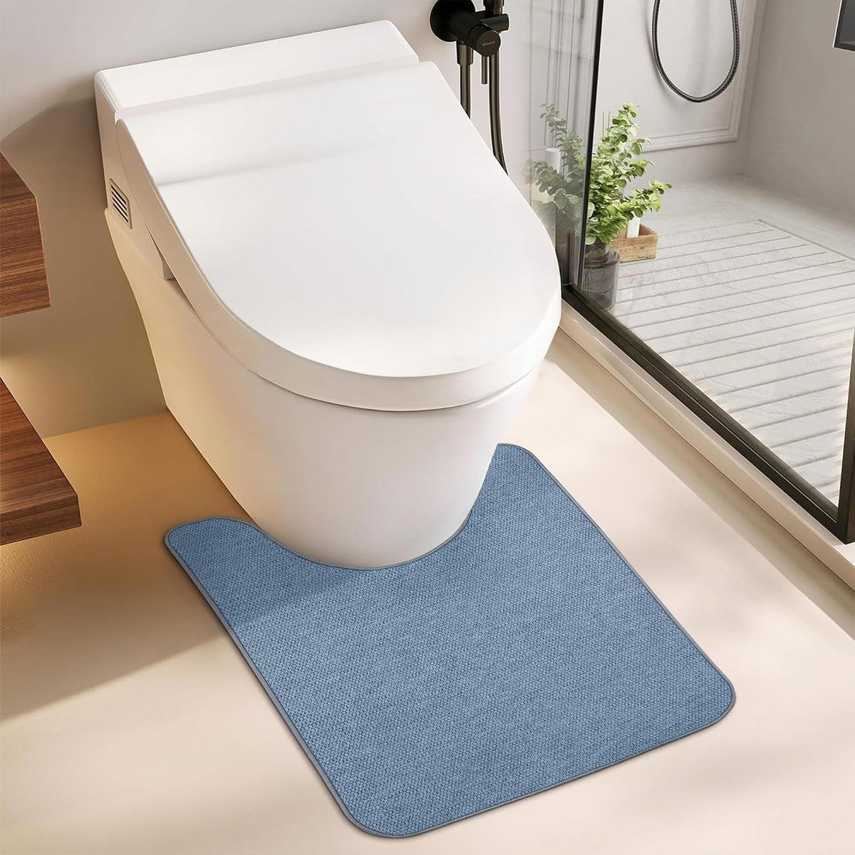 Toilet Rugs U Shaped Bathroom Rug,Machine Washable Non Slip Quick Dry Super Absorbent Ultra Thin