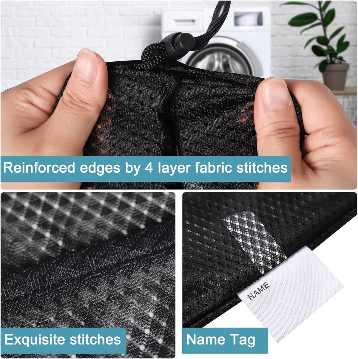 Polecasa Diamond Mesh Laundry Bags, 24 x 36 inches Heavy Duty Mesh Laundry Bag with ID Tag and