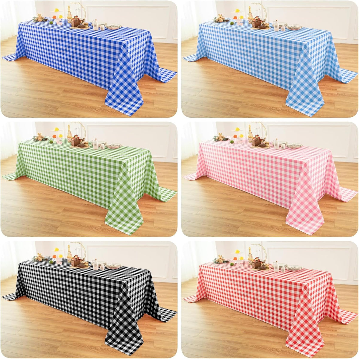 Classic Gingham Buffalo Tablecloth Fabric - Oblong 90x156 Inch Water Proof Checkered Table Cloth