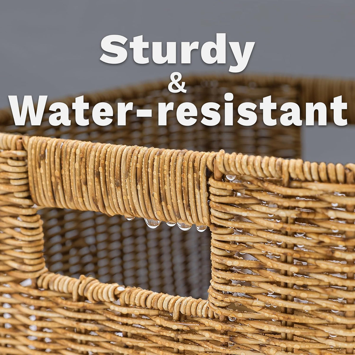 myHomeBody Wicker Storage Basket, Storage Cubes, Woven Baskets for Organizing, Resin Wicker Set of
