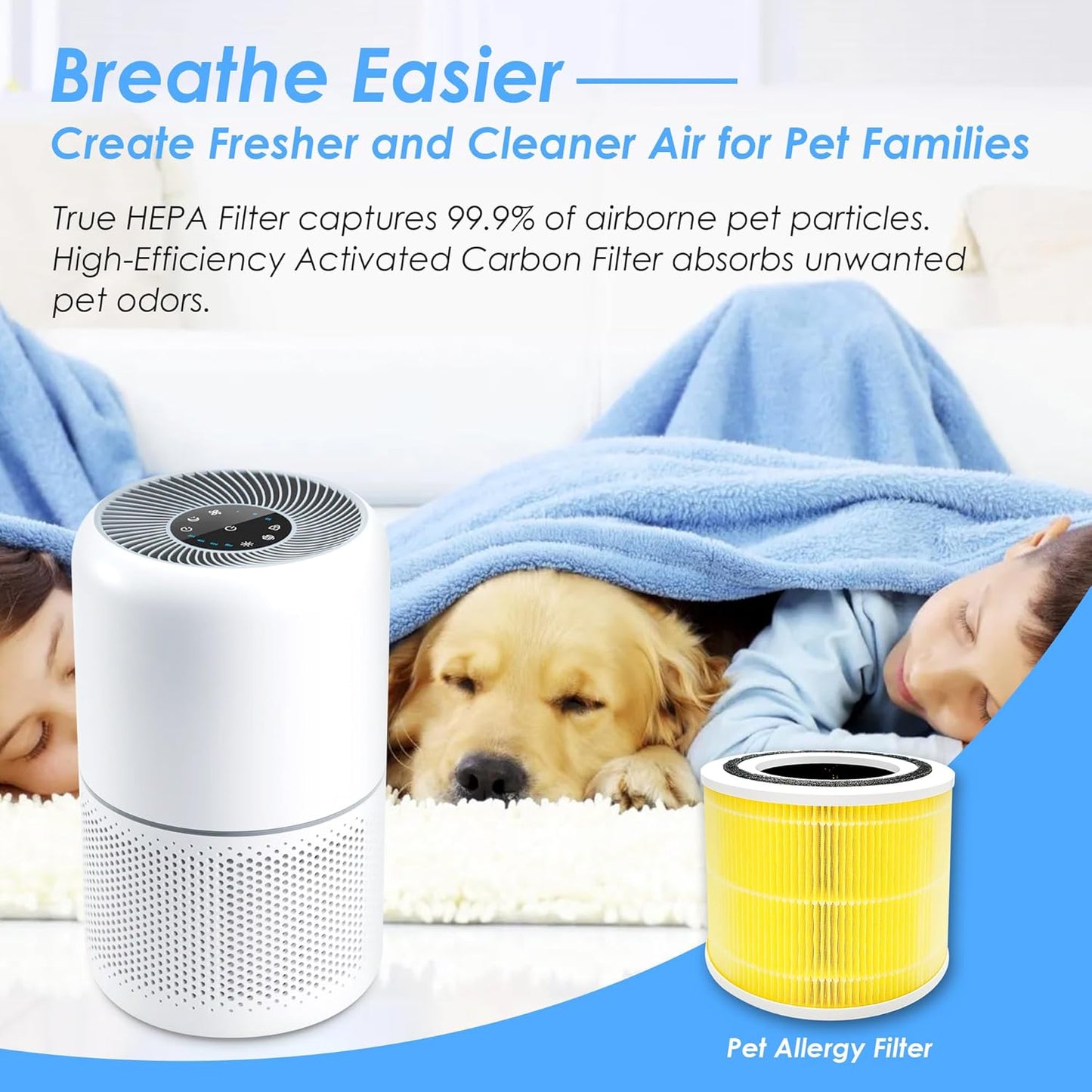 Flintar Core 300 Pet Allergy Replacement Filters, Made in TAIWAN, Compatible with LEVOIT Core 300