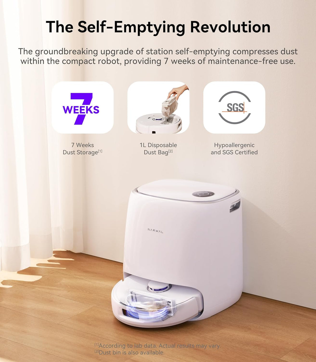 NARWAL Freo X Ultra Robot Vacuum and Mop Combo, 8200Pa Robot Mop & Vacuum, Auto MopDrying/Washing