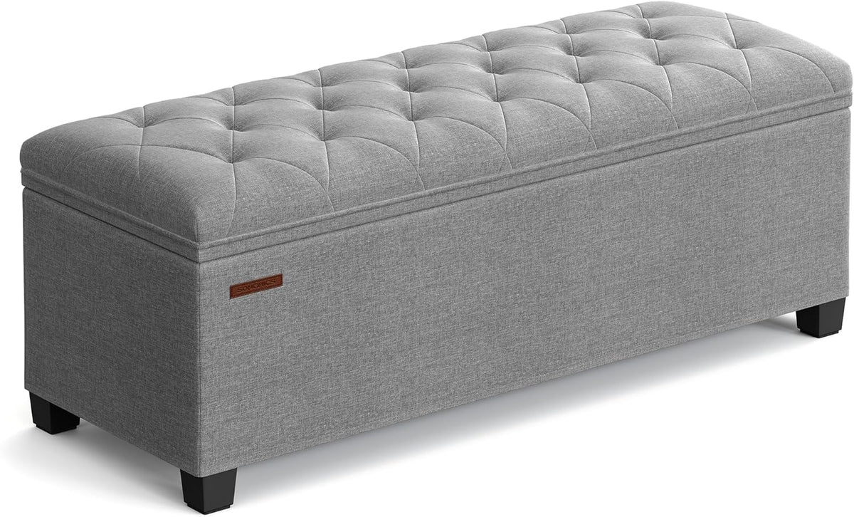 SONGMICS Storage Ottoman Bench, Foot Rest with Legs, 15.7 x 43.3 x 15.7 Inches, End of Bed Bench