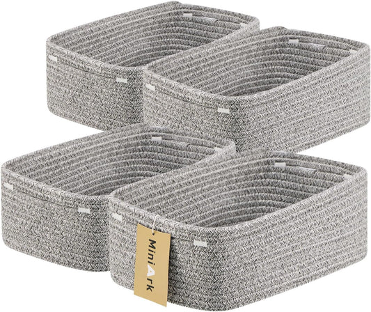 Small Storage Baskets for Organizing | Closet Organizer Bins | Shelf Toy Basket | Woven Rope