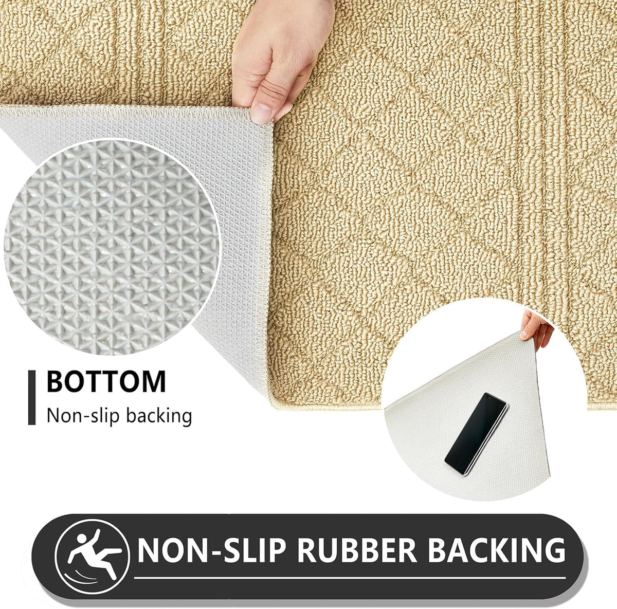 REFETONE Indoor Doormat, Front Back Door Mat 24"x36" Absorbent Rubber Backing Non Slip Door Mats