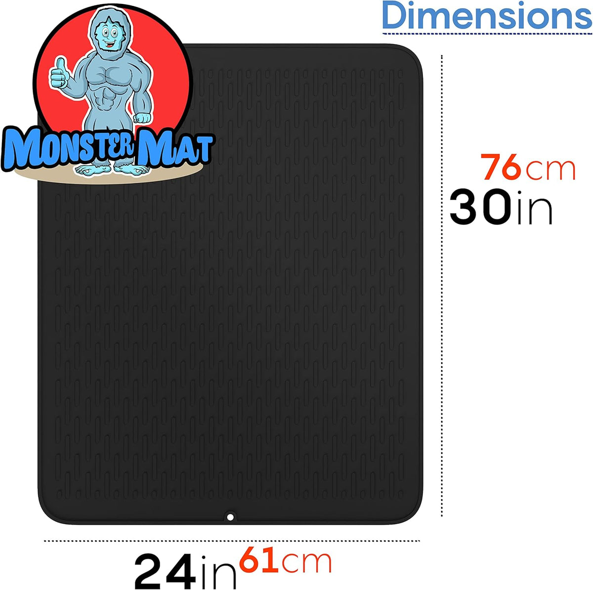 Extra Large (30 inch by 24 inch) heavy duty silicone dish drying mat for kitchen counters by