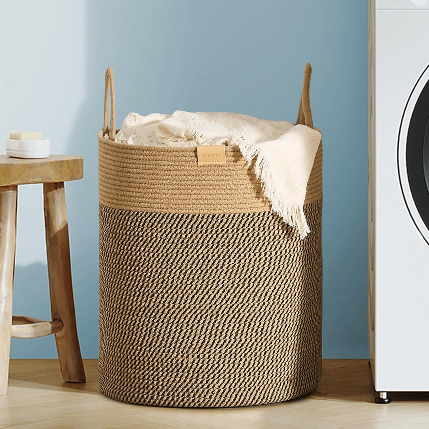 Laundry Hamper 62L,Large Laundry Basket for Clothes,Decorative Storage Basket for Blankets,Cotton
