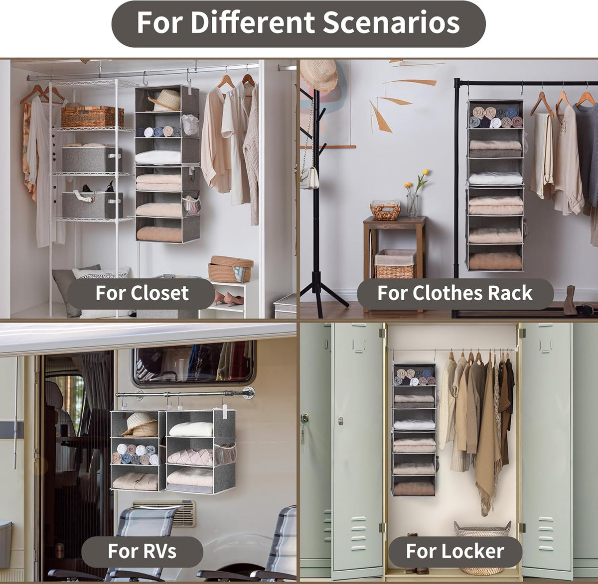 StorageWorks 6-Shelf Jumbo Closet Organizers, Two 3-Shelf Separable Hanging Shelves for Closet, 13"