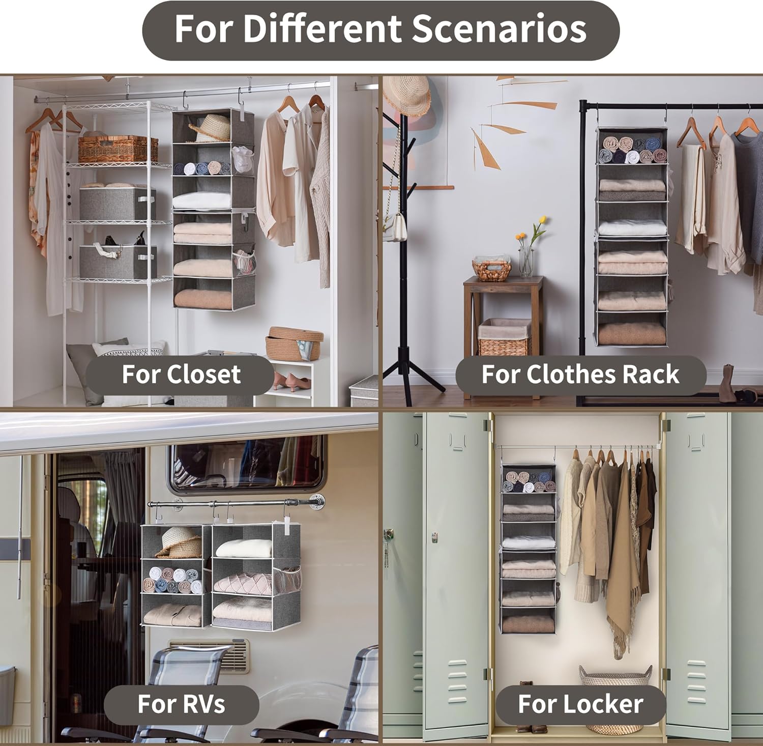 StorageWorks 6-Shelf Jumbo Closet Organizers, Two 3-Shelf Separable Hanging Shelves for Closet, 13"