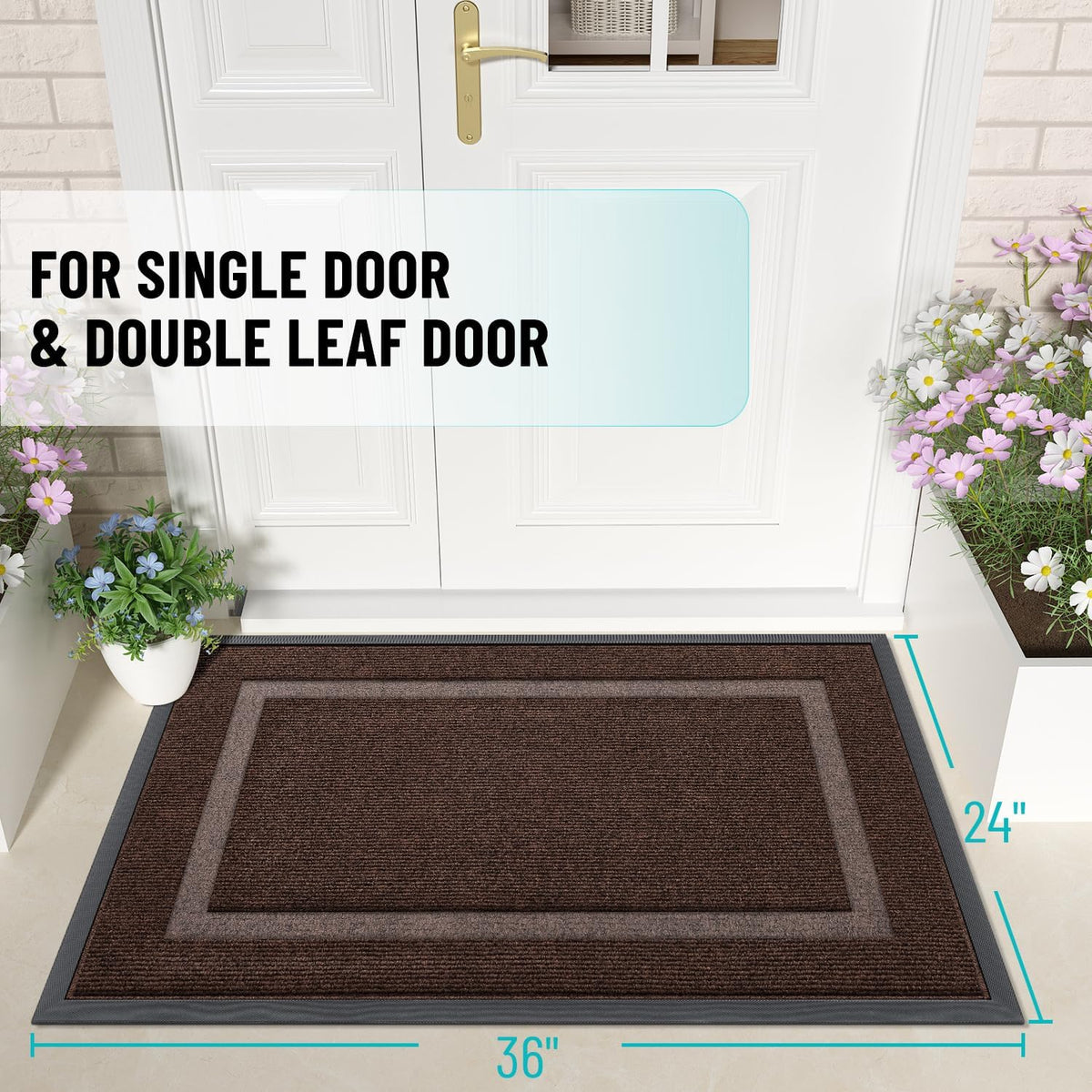 OLANLY Front Door Mat Indoor Outdoor Entrance, Waterproof All-Season, All-Weather Doormat, Sturdy