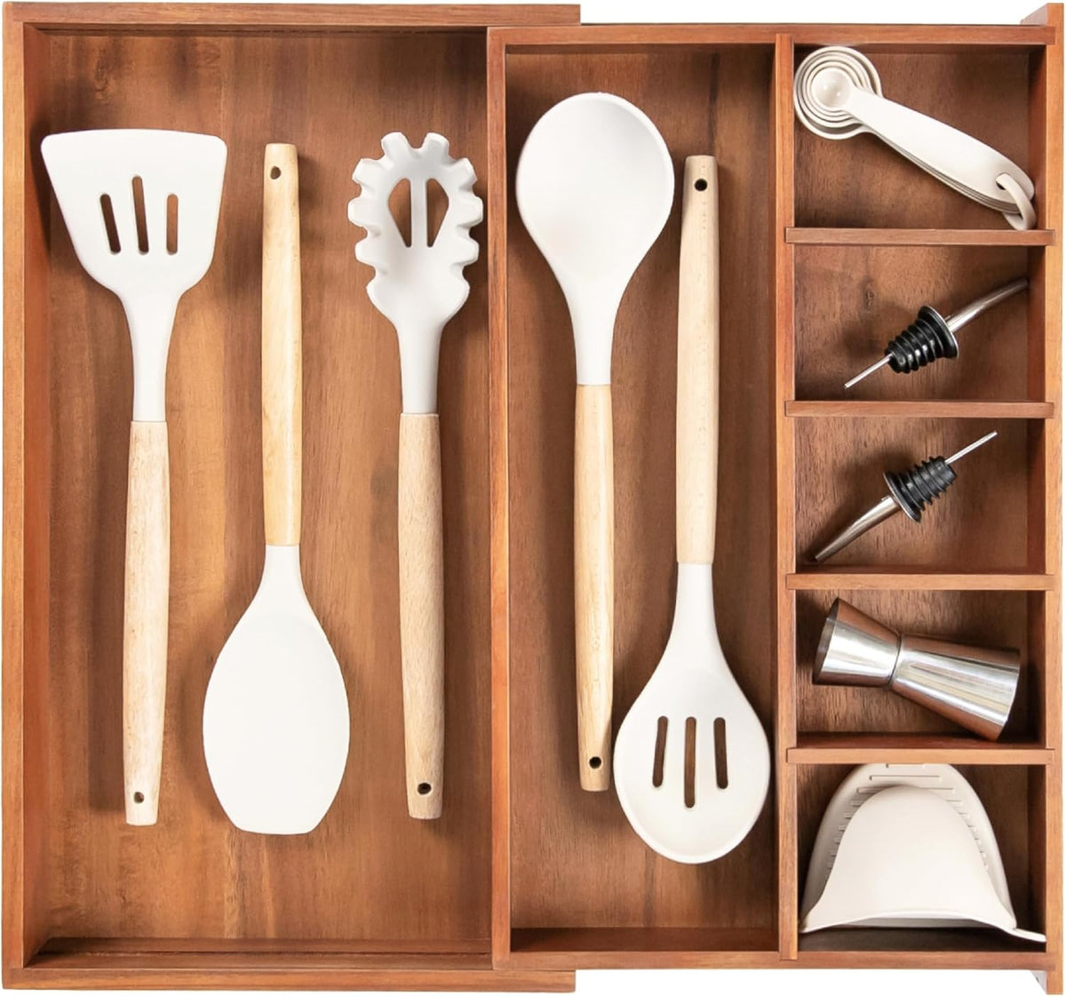 KitchenEdge Adjustable Kitchen Drawer Organizer for Utensils and Junk, Food-Safe Contract Grade
