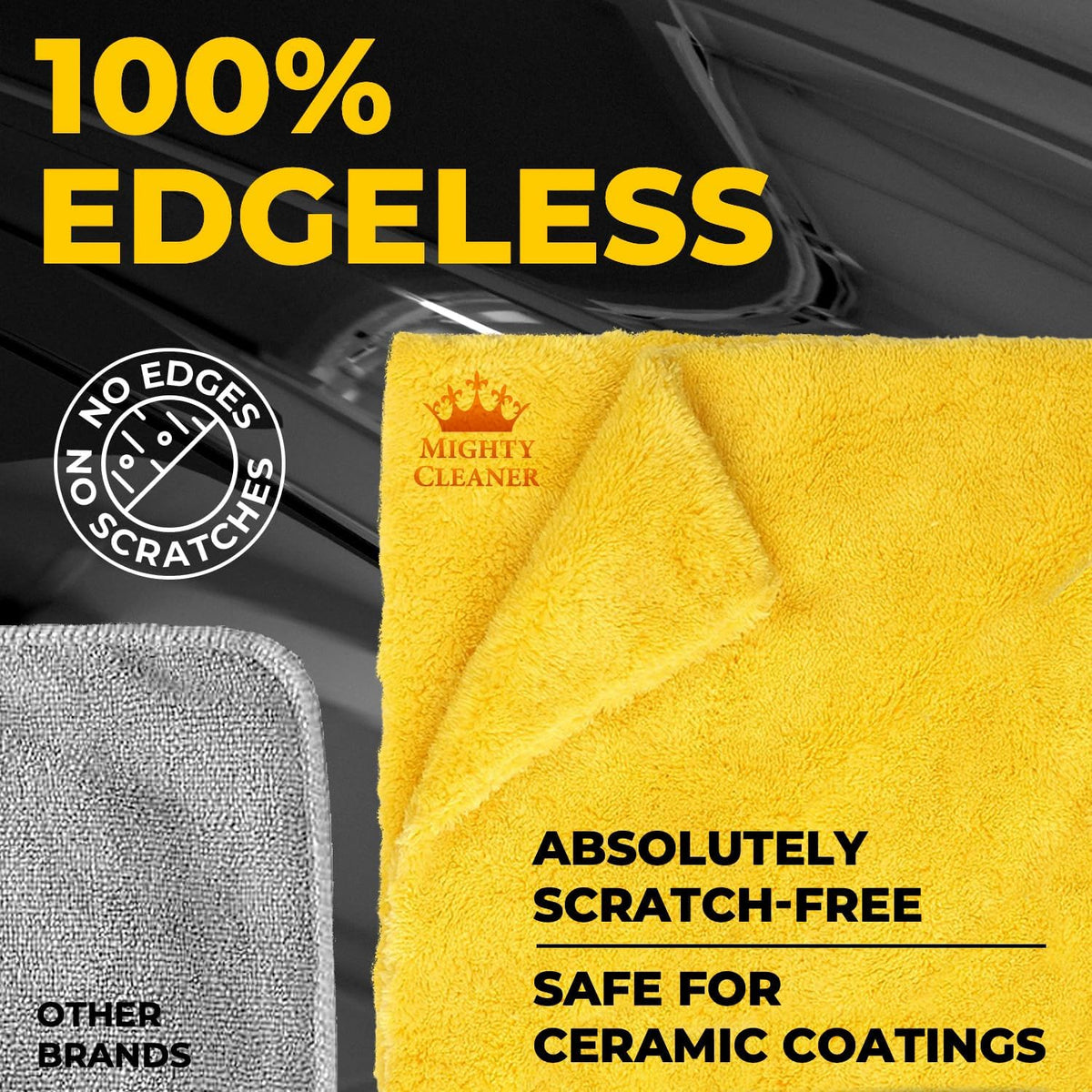 Edgeless Microfiber Towels for Cars – 6pk (12”x12”) - 540 GSM - Super Soft Detailing & Buffing