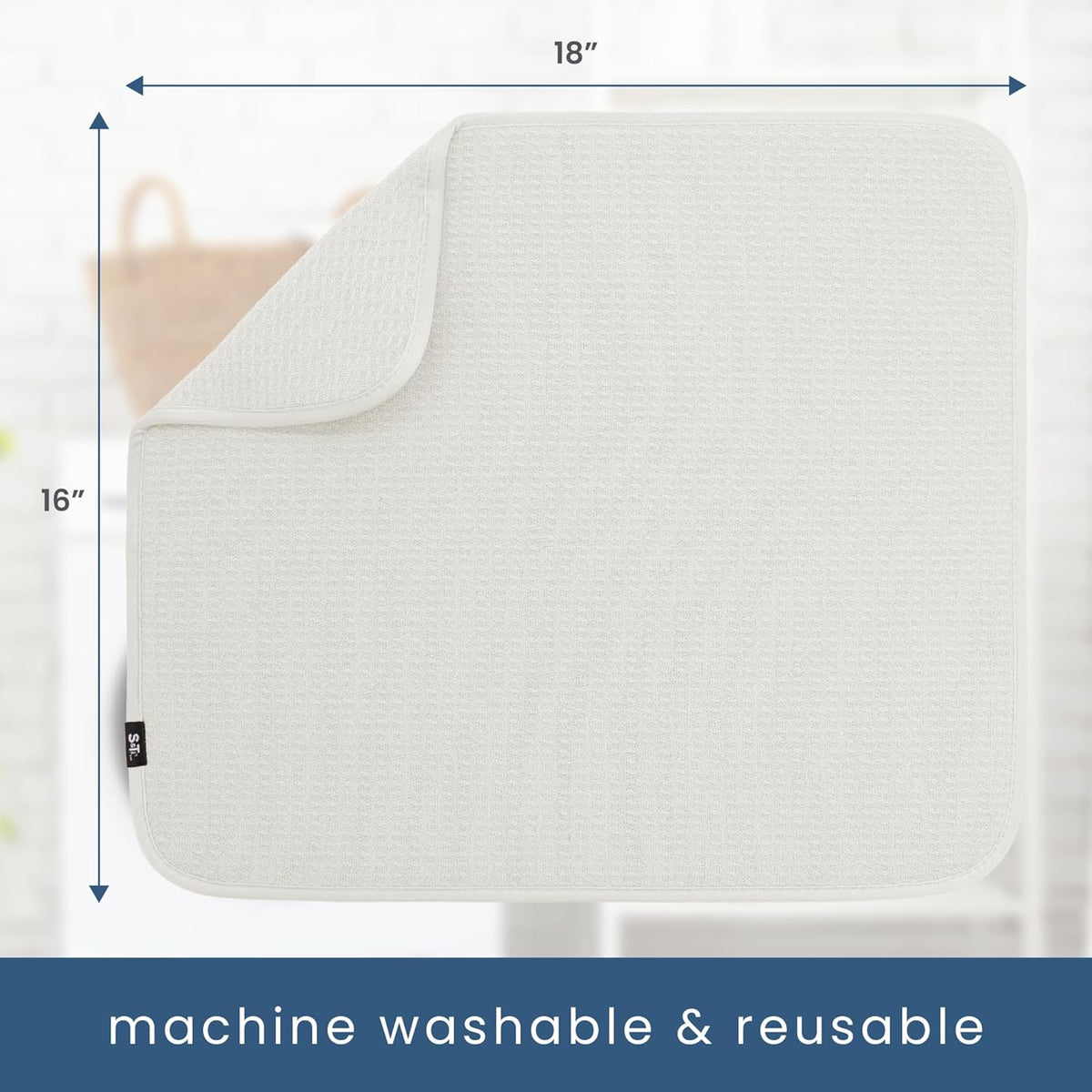 S&T INC. Dish Drying Mat, 16” x 18”, Absorbent Microfiber Kitchen Counter Mat, Dish Drying Pad for