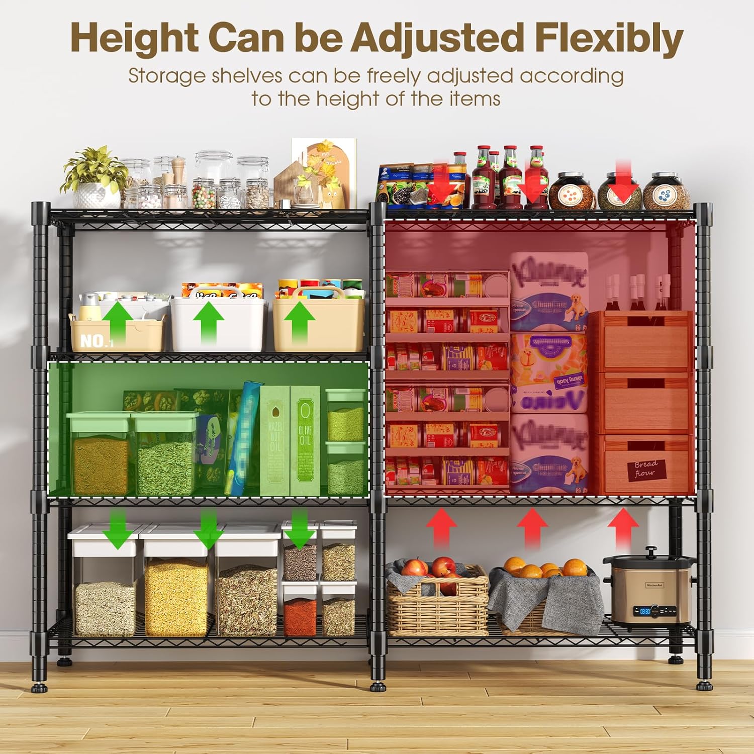 Himimi 4-Tier Heavy Duty Metal Storage Rack, 1200LBS Adjustable Wire Shelving for Storage, Standing