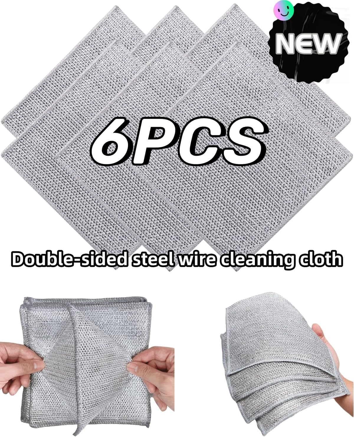 Stainless Steel Scrubber and Cleaning Rags - Non Scratch Wire Dishcloth for Washing Dishes, Steel