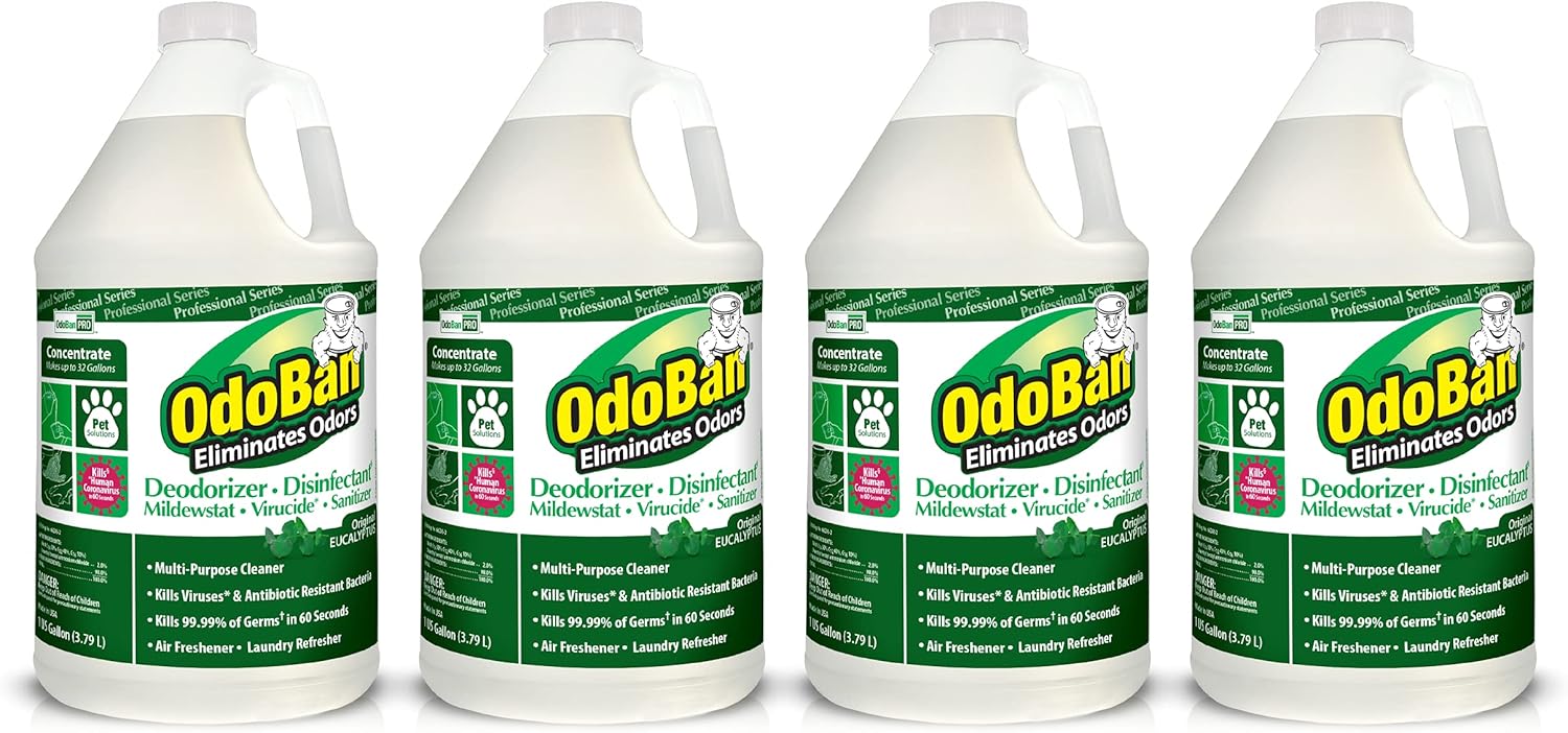 OdoBan Professional Disinfectant and Odor Eliminator Concentrate, 4 Gallons, Original Eucalyptus