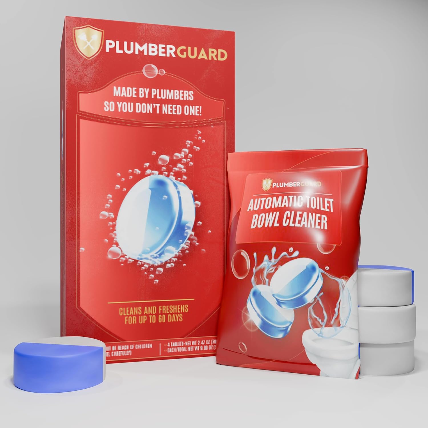 Toilet Tablets 4 Pack | Bleach & Chlorine Free, Dual-action Whitening with 1% Hydrogen Peroxide |