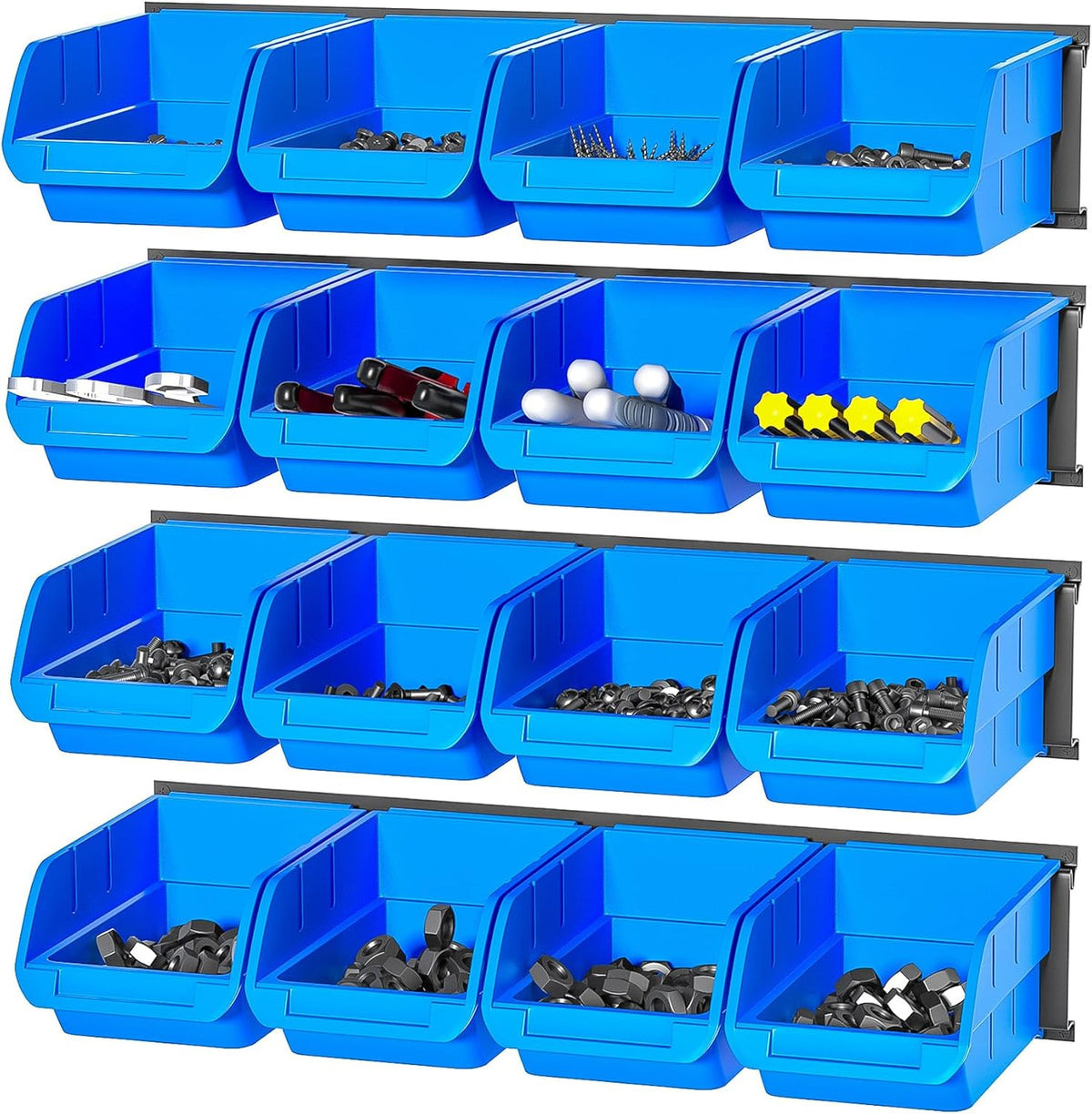 Ultrawall Wall Mounted Storage Bins, Plastic Hanging Storage Organizer Bins, Garage Tool Storage
