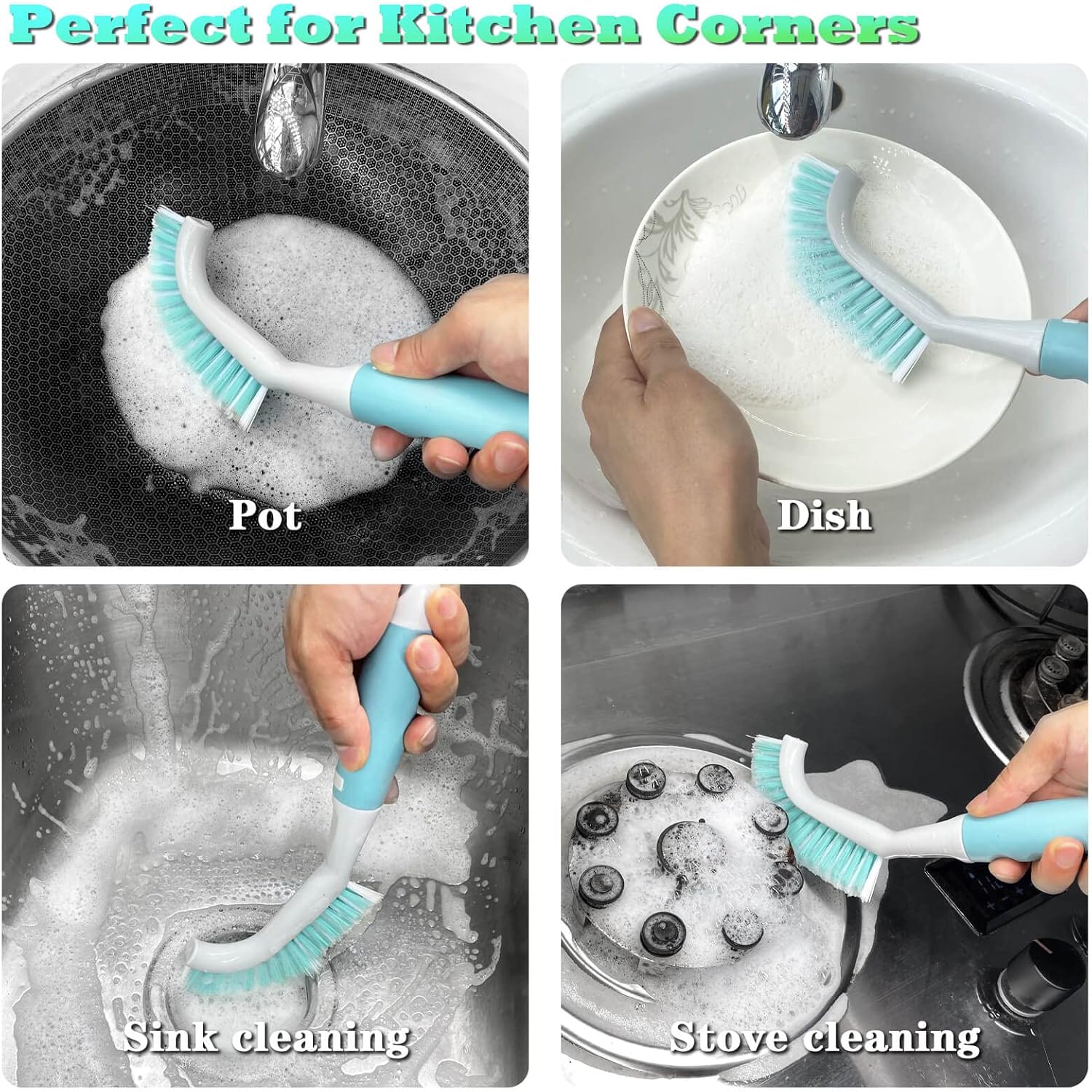 2Pcs Cleaning Brushes, Multi-Purpose Right Angle Brush Scrubbing Kitchen Coffeeroom Tearoom Deep
