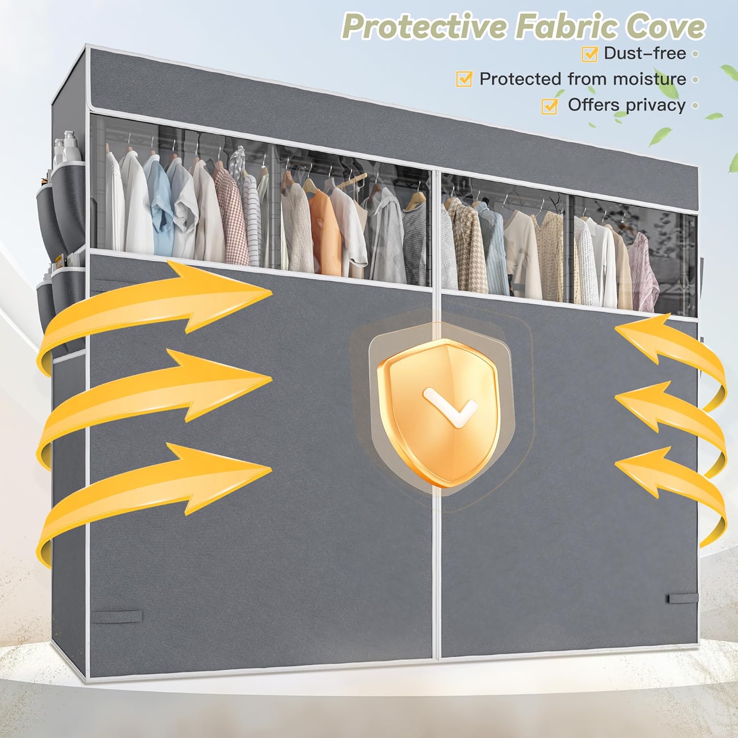 Raybee Clothes Rack with Cover,1150LBS Heavy Duty Clothing Rack for Hanging Clothes,Adjustable