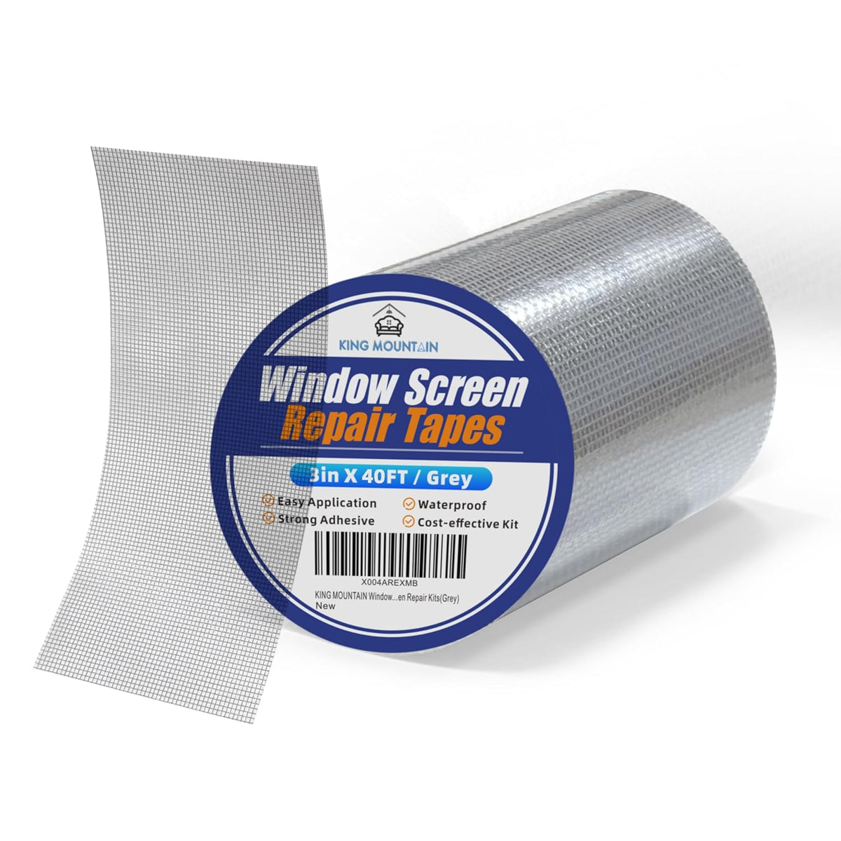 KING MOUNTAIN Grey Window Screen Repair Tape,3inX40FT Heavy Duty Screen Repair Kit for Window