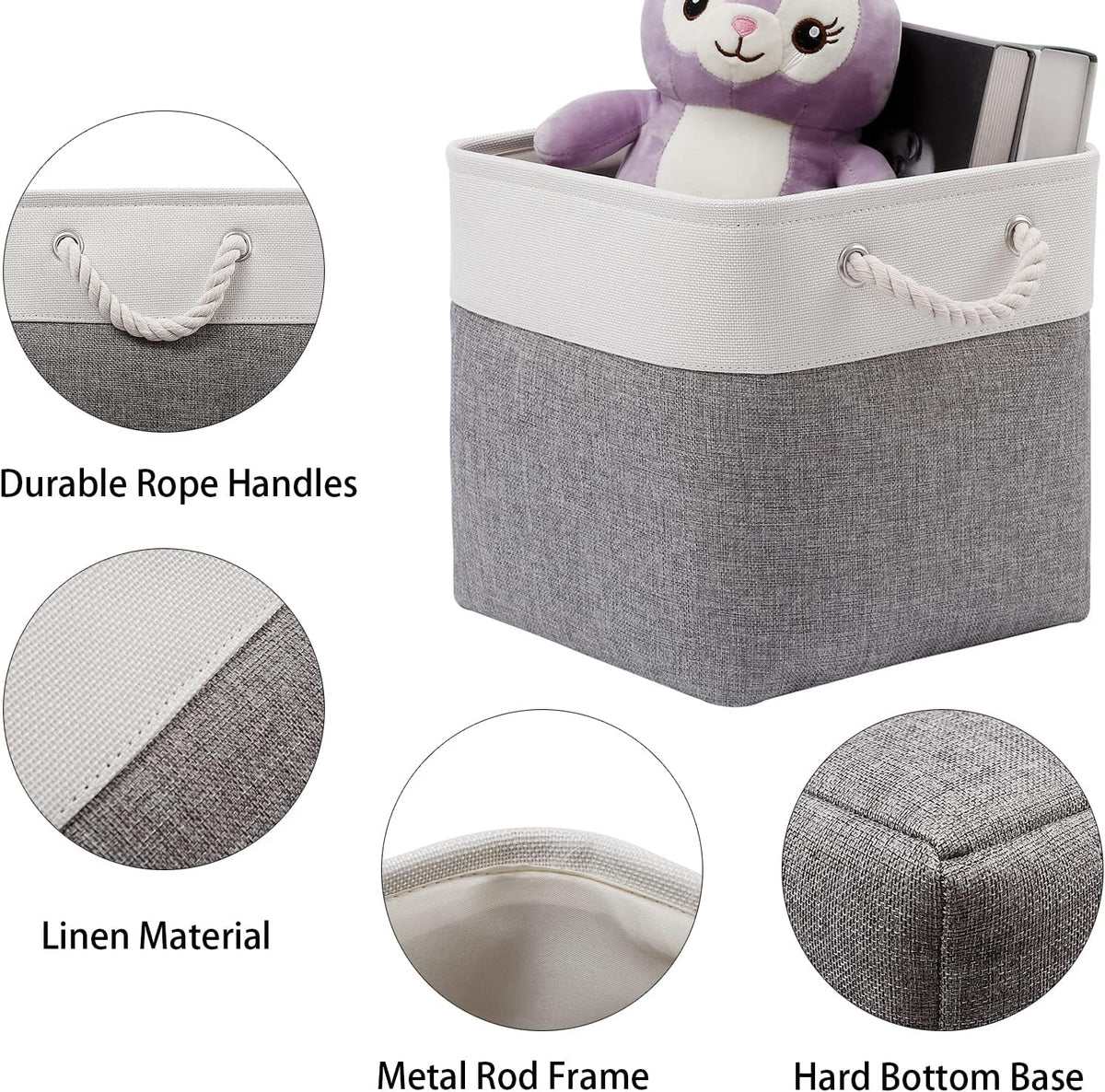 Cube Storage Bins, Collapsible Fabric Cube Storage Bin, 11 Inch Cube Storage Bins with Handles